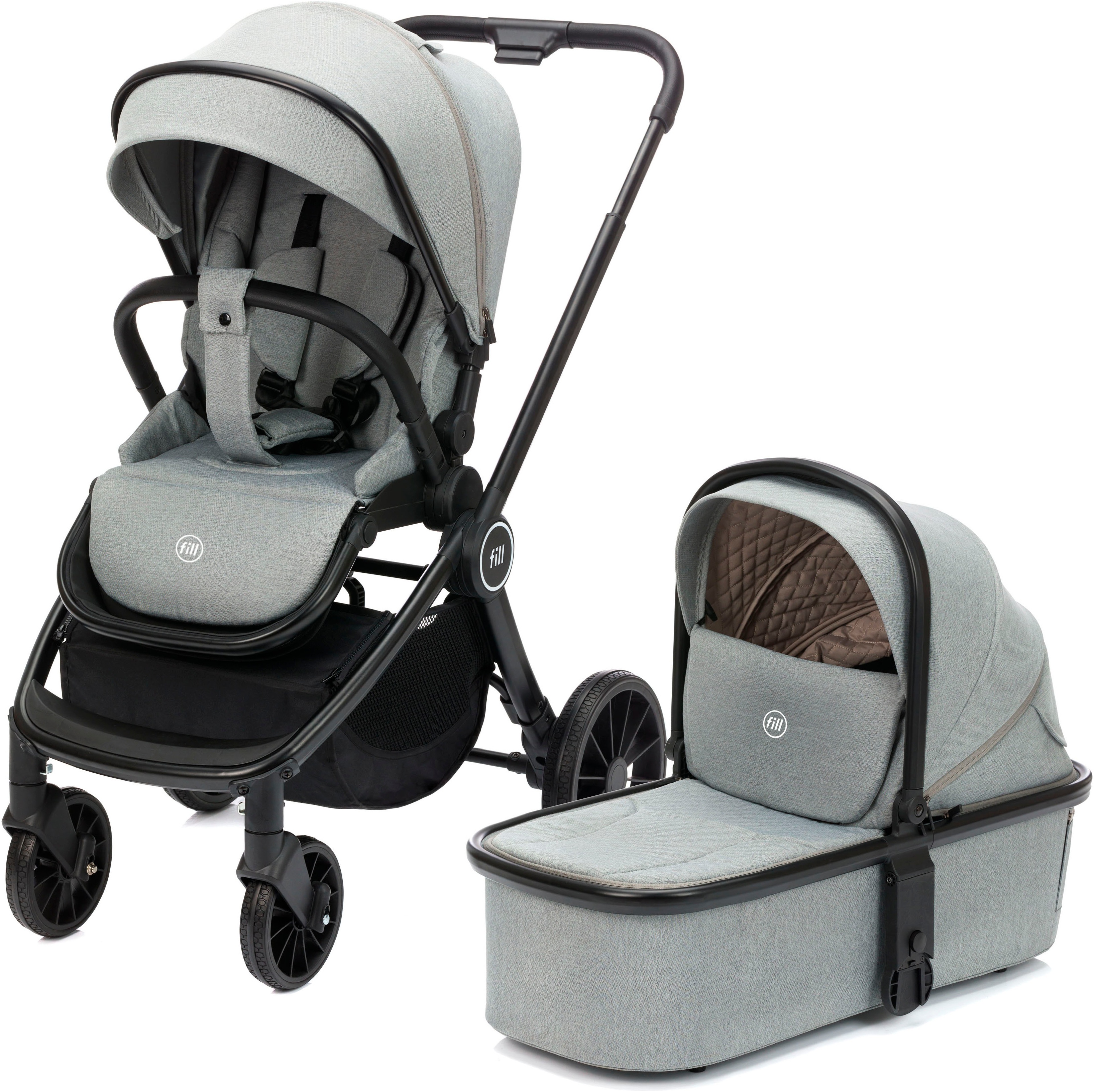 Kombi-Kinderwagen FILLIKID "Kinderwagenset Cougar", Baby, grau, Aluminium, Kinderwagen Image
