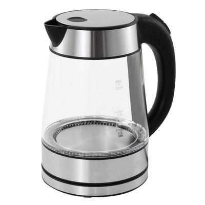 Elite Cuisine EKT605 Cordless 1.7L Glass Kettle, Stainless Steel Accents