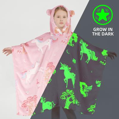 Marina Decoration Glow in the Dark Blanket Wearable Hoodie for Kids Girls Boys Soft Warm Flannel Fleece Hooded Sweatshirt