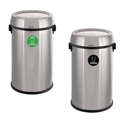 Alpine Industries 17 Gallon Stainless Steel Indoor Compost and Trash Station with Swivel Lid (ALH47065L1COT)