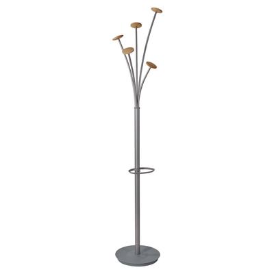 Alba Festival Coat Stand with Umbrella Holder, Five Knobs, 13.97 x 14 x 73.62, Gray (ABAPMFESTWM)