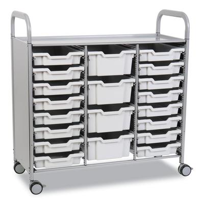 Gratnells Callero Plus Treble Column Trolley Set 17, Metal, 1 Shelf, 16 F1 Bins, 4 F2 Bins, 40.6