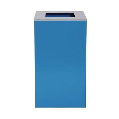 Alpine Industries 29 Gallon Trash/Recycling Cans, Steel, Blue Can with Square Lid (ALH4450KITBLUS)