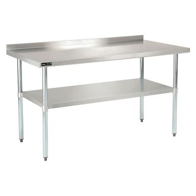 Global Industrial Work Table with Undershelf with Backsplash, Rectangular, 60 x 30 x 35, Silver Top, Silver Base/Legs (GBE319060)