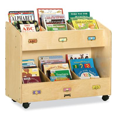 Jonti-Craft 5368JC Mobile Section Book Organizers, Six-Section, 36w x 16d x 29.5h, Birch