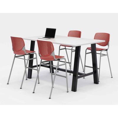 KFI Seating Midtown Bistro Dining Table with Four Coral Kool Barstools, 36 x 72 x 41, Designer White (KFI840031900647)