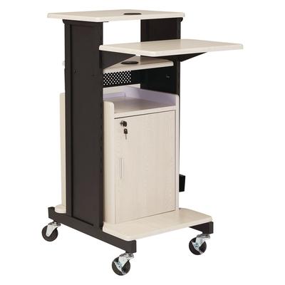 Oklahoma Sound(R) Premium Plus Presentation Cart with Storage Cabinet, 18 x 30 x 40.5, Ivory/Black (NPSPRC250)