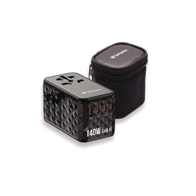 Verbatim UTA-10 GaN III Universal Travel Adapter, (3) USB-A/(3) USB-C (VER32125)