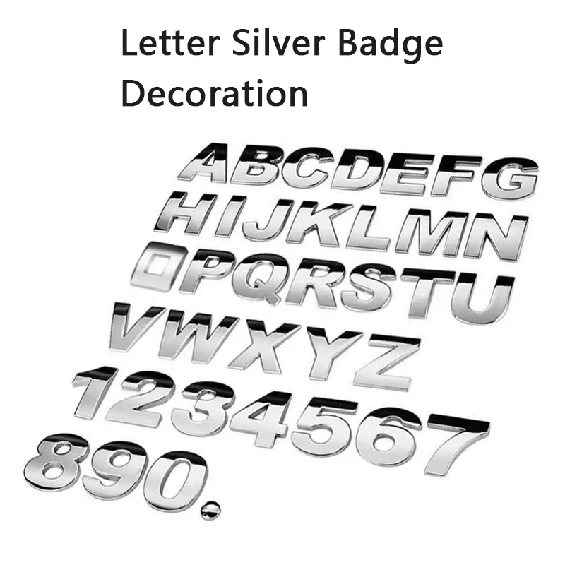 1Pc 3D métal 45mm 25mm bricolage lettres Alphabet emblème chiffres Chrome étiquetage voiture autocollant numérique Badge accessoires