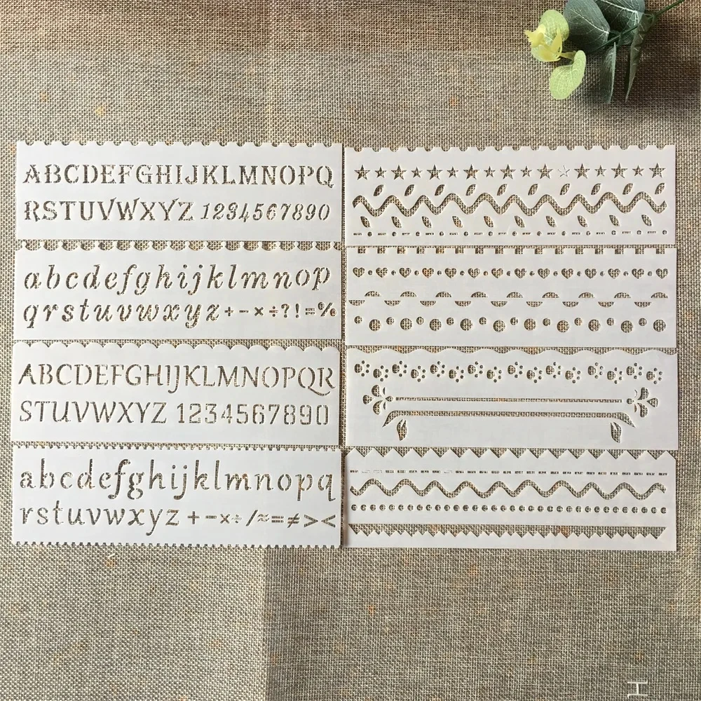 Pochoirs pour peinture, Scrapbook, coloriage, gaufrage, modèle de carte décorative, lettres de l'alphabet, bricolage, 8 pièces/ensemble