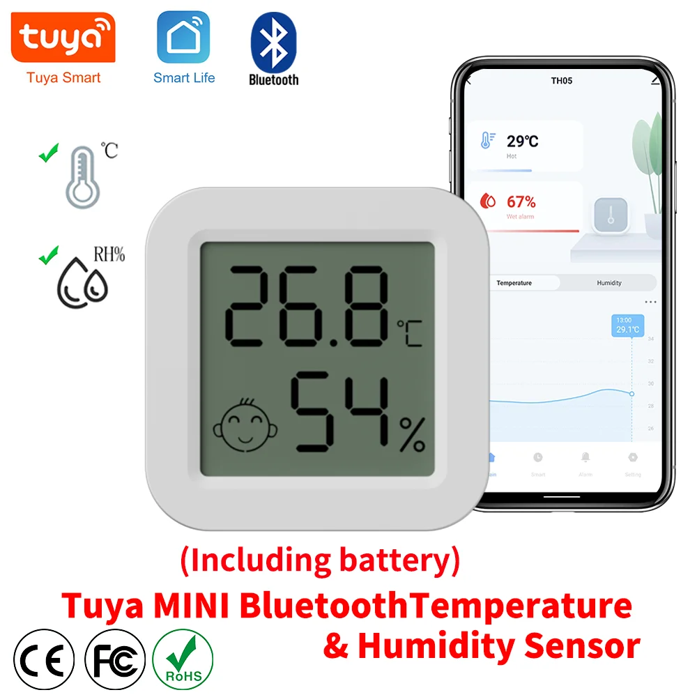 Neueste Tuya Bluetooth Temperatur Feuchtigkeit Sensor LCD Thermometer Mini Smart Elektrische Hygrometer APP Fernbedienung Hause Image