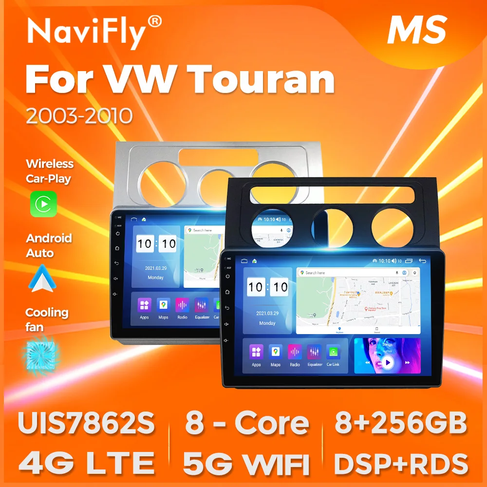 NaviFly 7862 Autoradio 8G + 256G Wireless Carplay Für VW Volkswagen Touran 1 2003-2010 Android 13 Navigation GPS Multimedia Player Image