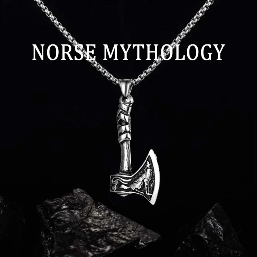 Trend ige Mode nordischen Wikinger Halskette für Männer Legierung Stahl Talisman Axt mit keltischen Axt Anhänger Schmuck Accessoires Geschenke Image