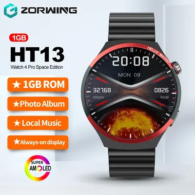 Hallo HT13 AMOLED Smart Watch Männer Sportuhr 4 Pro Space Edition NFC Kompass 1 GB Lokales Musikalbum Smartwatch für Android IOS Image