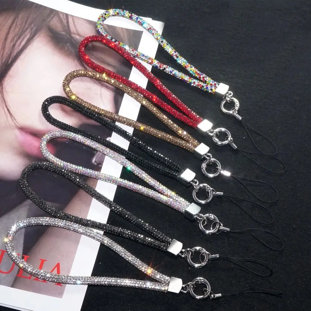 Auffällige Glitzer Strass Telefon Lanyard Diamant Kristall Telefon Handgelenk bänder Schlüssel bund hängen Anti-Lost Seil Image