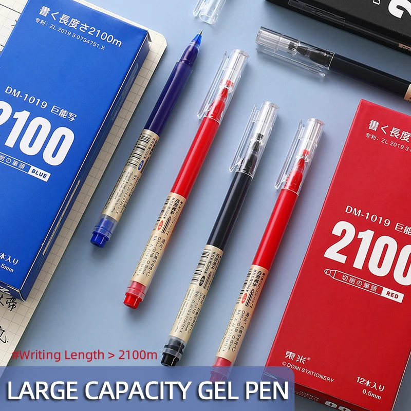 12 teile/satz große Kapazität Gel-Tinten schreiber 1200m Schreib länge schnell trocknen 0,5mm schwarz blau rot Stift Schüler Schule Büro Briefpapier Image