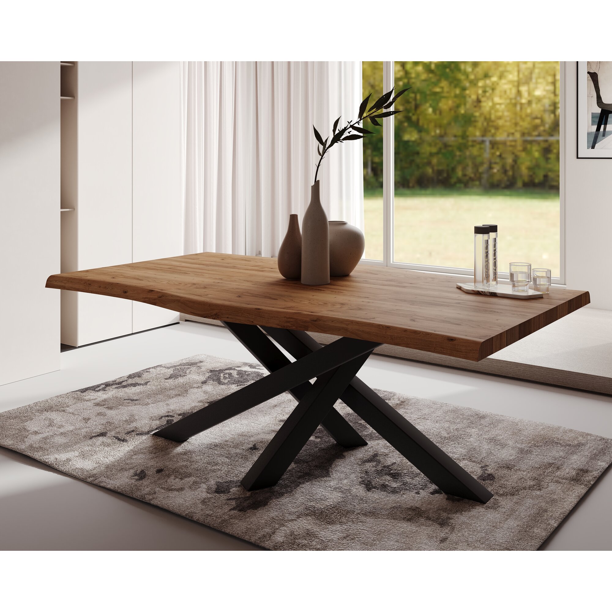 BlackWood »Table4YOU Atlanta« Wildeiche Massivholztisch gerade Kante / Wildeiche natur / 4 cm / 240x100 cm