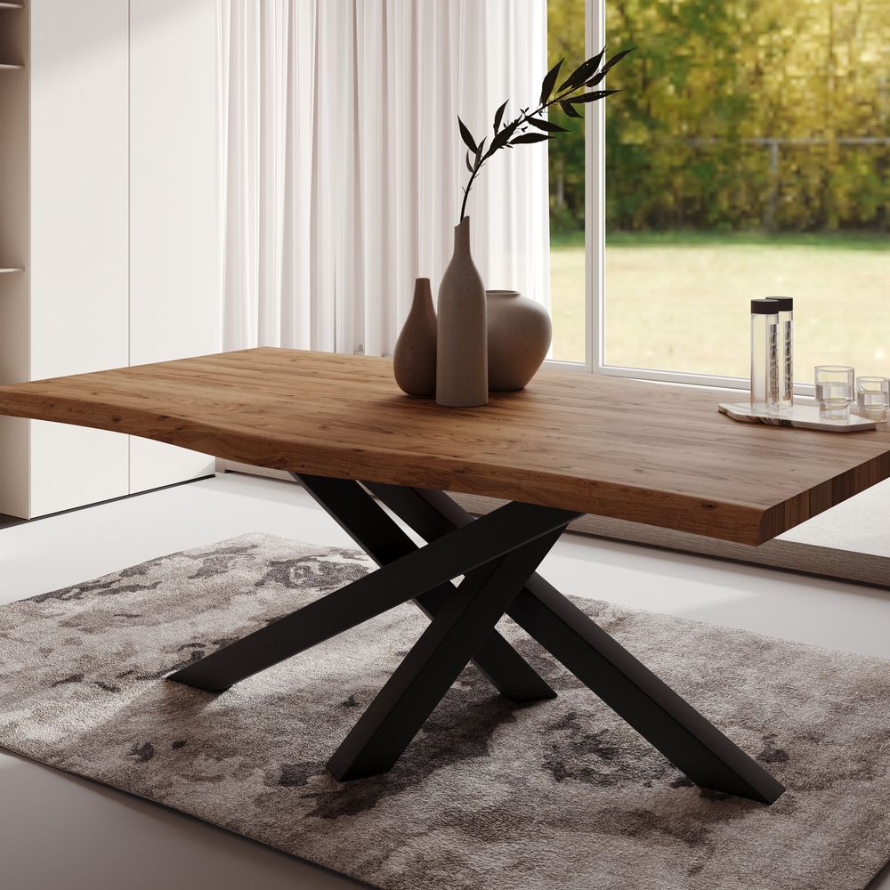 BlackWood »Table4YOU Atlanta« Wildeiche Massivholztisch Baumkante / Wildeiche natur / 4 cm / 260x100 cm Image