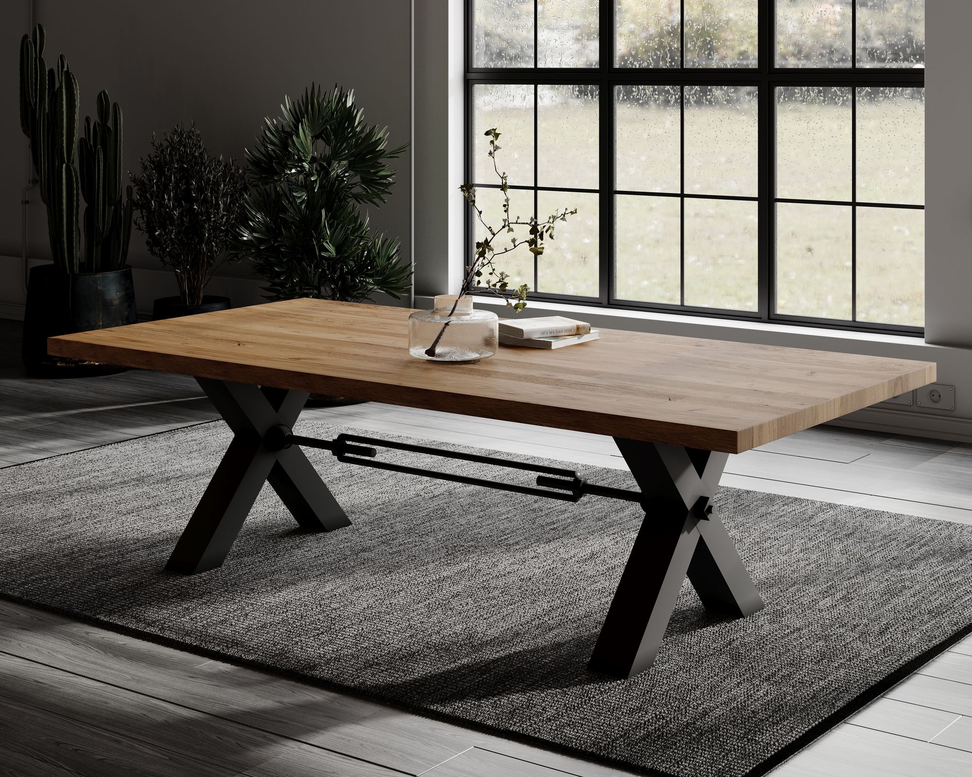 BlackWood »Table4YOU Dallas« Wildeiche Massivholztisch gerade Kante / Wildeiche natur / 4 cm / 240x100 cm