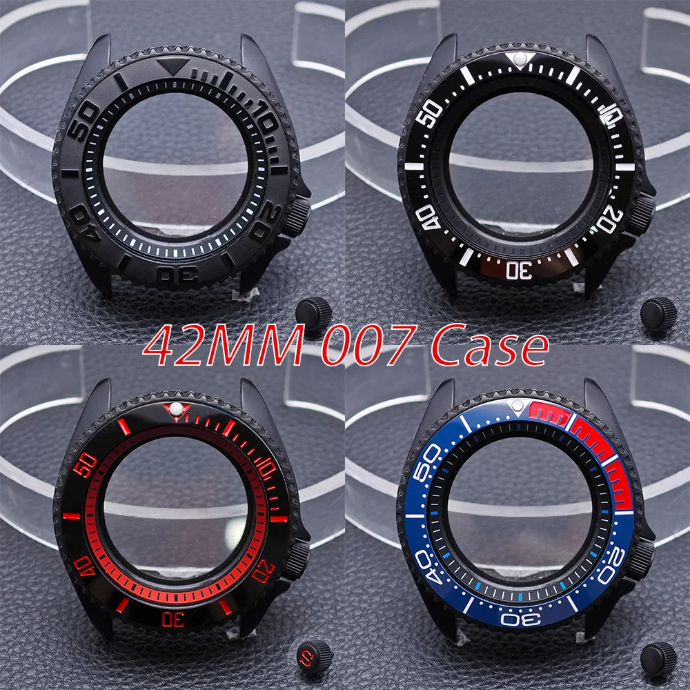 42-mm-Uhrengehäuse für NH35/36, schwarz, matt, wasserdichtes Edelstahlgehäuse, Saphirglas, passend für NH36/35-Uhrwerk, passend für 22-mm-Band Image