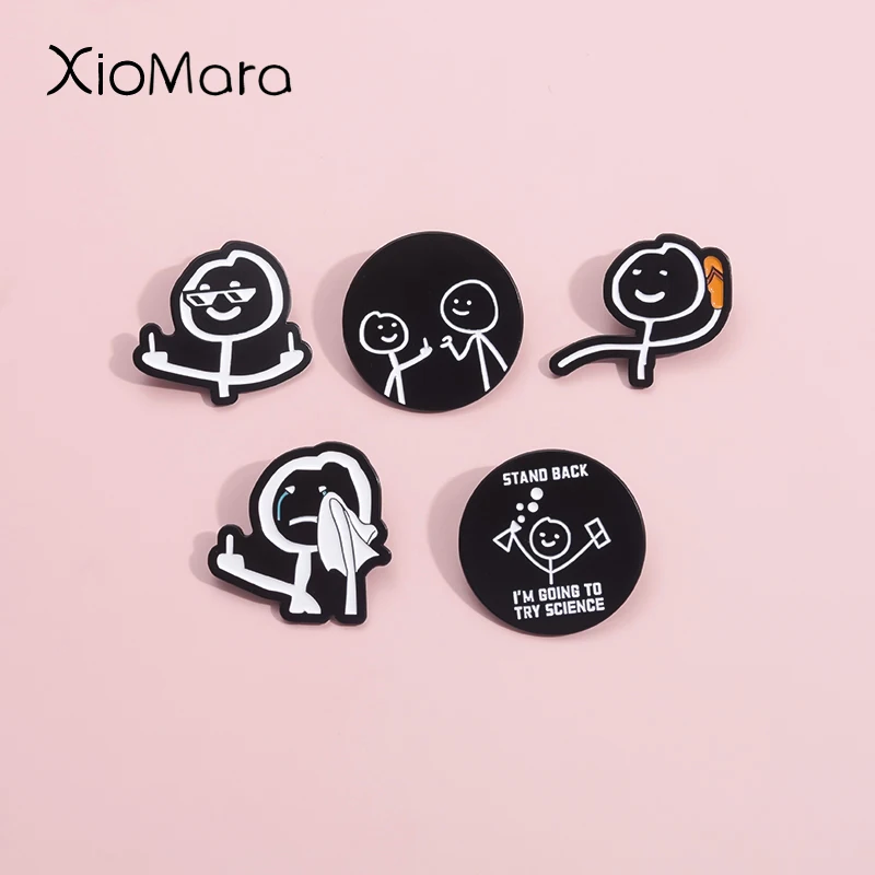 Ich werde versuchen, Wissenschaft Emaille Pins kreative Spaß Gehirn sarkastische Gesten Broschen Revers Abzeichen Punk Zitate Schmuck Geschenk Image
