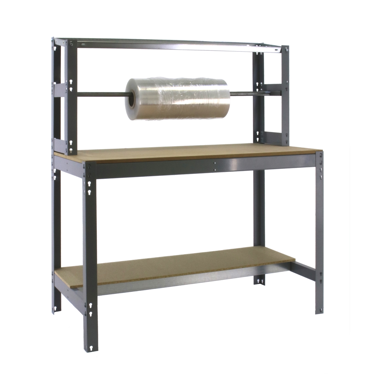 SimonRack Arbeitsbank ohne Schrauben mit BT4 -Holzschalen. Grau/Holzfarbe 1445x910x760 mm Image