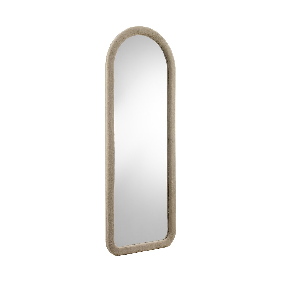 SalesFever Spiegel mit Kunstfell | abgerundeter Rahmen | MDF & Spiegelglas | B 60 x T 3 x H 160 cm | Champagner – Klarglas Image