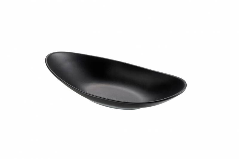 NS CALIDAD NORTE SUR NS CALIDAD Packung mit 6 Einheiten – ovaler schwarzer Melaminteller – 31 x 16 x 4 cm Image