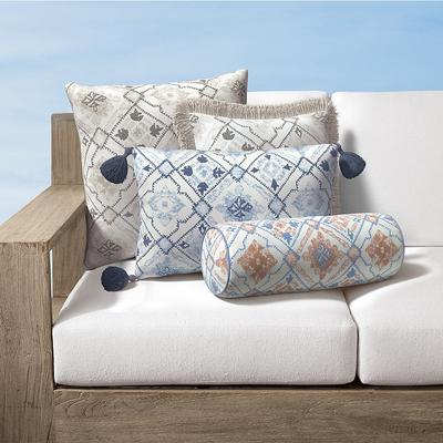Santorini Tile Indoor/Outdoor Pillow - Dune, 13" x 20" Lumbar Dune, 13" x 20" Lumbar in Dune with Knife Edge - Frontgate