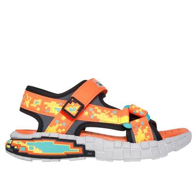 Skechers Boy's Mega-Splash 4K Sandals | Size 11.0 | Orange/Black | Synthetic | Machine Washable