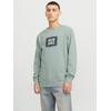 Sweatshirt JACK & JONES "JJHUDSON SWEAT CREW NECK", Herren, Gr. S, grün (iceberg grün), angeraute Sweatware, Obermaterial: 100% Baumwolle, bedruckt, modisch, regular fit, Rundhals, Langarm Rippbündchen, Sweatshirts