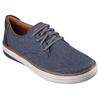 Sneaker SKECHERS "HYLAND-RATNER", Herren, Gr. 41, blau (navy, braun), Textil, Lederimitat, casual, Schuhe, Sommerschuh, Schnürschuh in veganer Verarbeitung