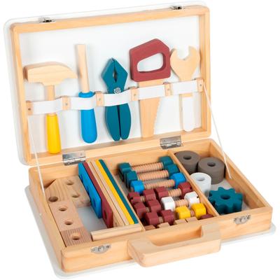 Kinder-Werkzeug-Set SMALL FOOT "Werkzeugkoffer - Workshop", bunt, Spielwerkzeug, KinderB:7,5cm H:27cm L:33cm, aus Holz, 