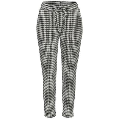 Schlupfhose LASCANA, Damen, Gr. 36, N-Gr, schwarz-weiß (creme, schwarz gemustert), Jersey, Obermaterial: 79% Polyester, 19% Viskose, 2% Elasthan, gemustert, Hahnentrittmuster, modisch, figurumspielend knöchellang, Hosen, mit Hahnentrittmuster und... Image