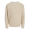 Strickpullover JACK & JONES "JJWALTER KNIT RELAXED CREW NECK", Herren, Gr. XL, weiß (oxford tan detail:with weiß), Strick, Obermaterial: 50% Baumwolle, 50% Polyester, unifarben, modisch, relaxed fit, Rundhals, Langarm, Pullover