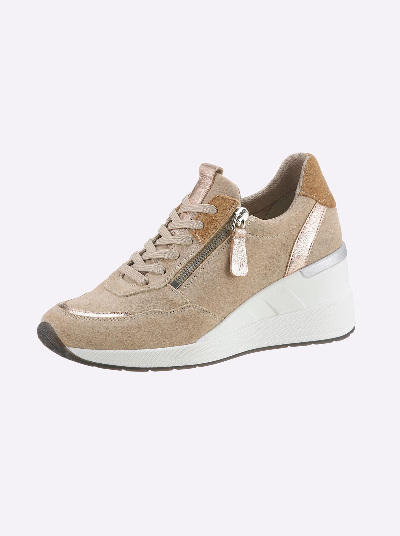 Sneaker CASUAL LOOKS, Damen, Gr. 36, beige (sand), Veloursleder, Schuhe