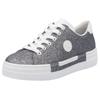 Sneaker RIEKER, Damen, Gr. 37, silber (altsilberfarben glitter), Lederimitat, metallic, sportlich, Schuhe, Freizeitschuh, Halbschuh, Schnürschuh mit Plateausohle