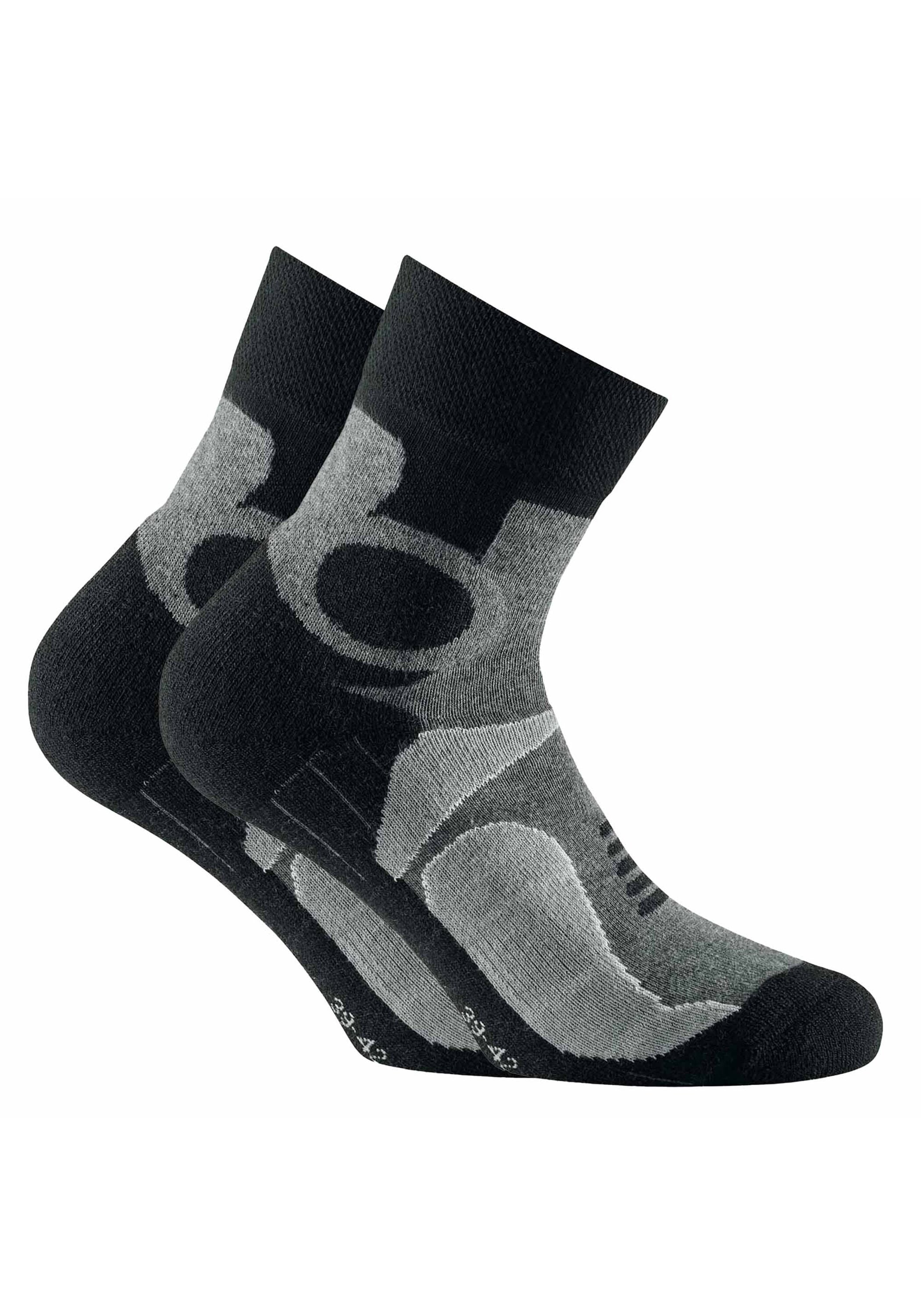 Kurzsocken ROHNER SOCKS "Socken Trekking Quarter 2-er pack 2er Pack", Herren, Gr. 43-46, grau, Obermaterial: 38% Baumwolle CO. 25% Wolle mw. 25% Polyacryl PAN. 10% Polyamid PA. 2% Elasthan EL., Socken