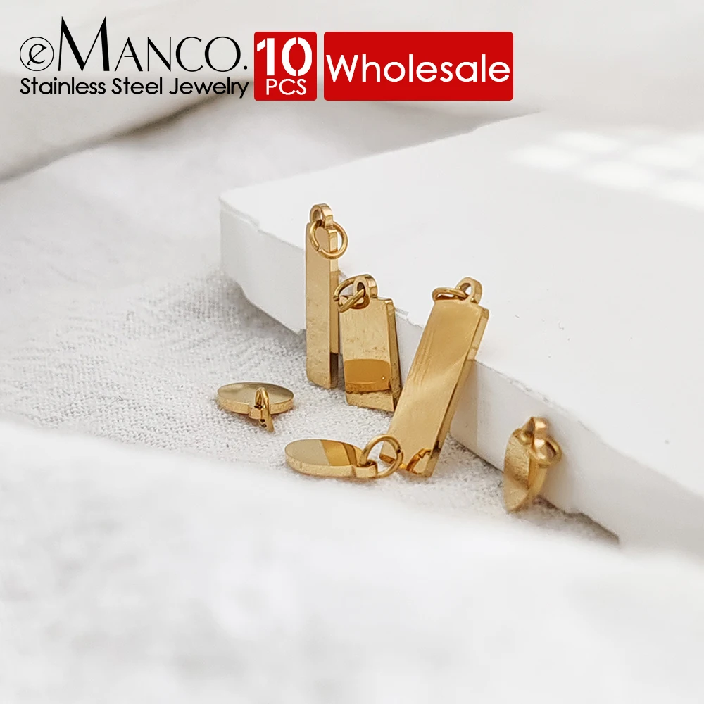 eManco 10 Stück personalisierte Anhänger für Halsketten-Armbänder in 6 Größen erhältlich. Großhandel aus goldenem Edelstahl zum Selbermachen Image