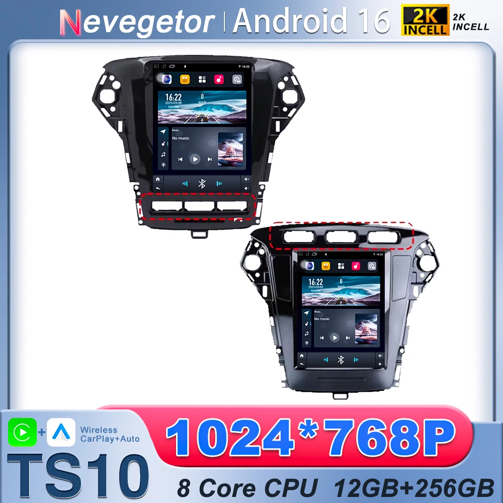 Auto Radio Carplay Für Ford Mondeo MK4 2011-2013 Stereo Multimedia Video Player GPS Navigation 9,7 zoll Keine 2din DVD