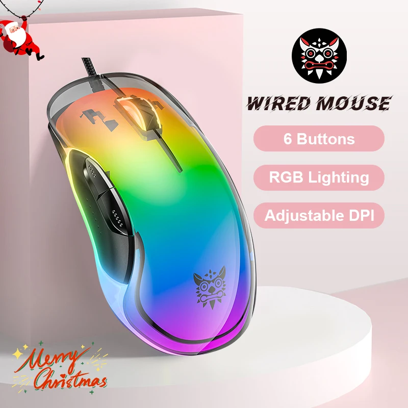 ONIKUMA CW925 Kabelgebundene Spielmaus, verstellbar, 12800 DPI, Mäuse, ergonomisches Wabendesign mit Chroma-RGB-Leuchten für Desktop-Laptop-PC Image