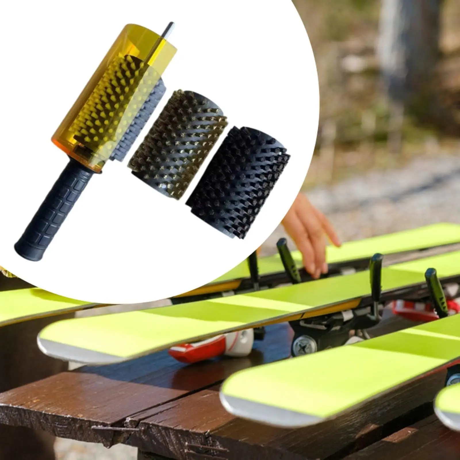 Snowboard Wachs Pinsel Kit mit Achsgriff Abdeckung Roller Pinsel Nylon Messing Rosshaar Professionelle Ski Wachs Pinsel Ski Wachs Pinsel Kit Image