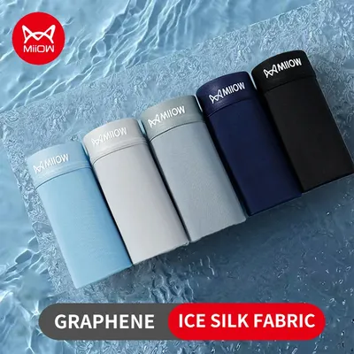 MiiOW 3Pcs Eis Seide Männer Unterwäsche Boxer Graphene Antibakterielle Schlüpfer der Männer Sommer Atmungsaktive Herren Unterhose Mann Boxer badehose Image
