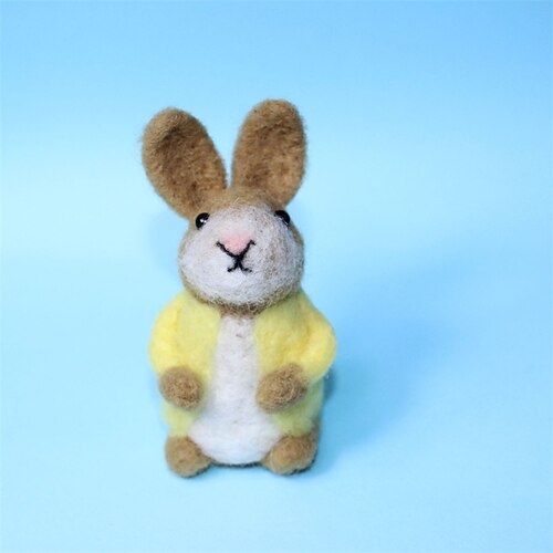 Osterkorb-Füller Nadel Filz Hase handgemachter Woll Miniatur Hase Plüschtier Peter Hase Stil Spielzeug weiches Frühlings Andenken Geschenk für Kinder Mädchen Jungen Baby Waldorf Kindergarten Dekor Image