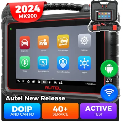 Autel MaxiCOM MK900 Car Diagnostic Scanner 40+ Services DoIP & CAN-FD 8 Inch OBD2 Automotive Scan Tools 2024