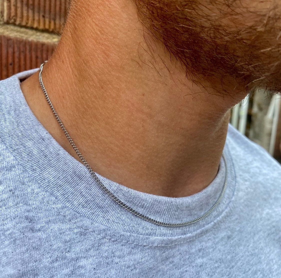 Catena Connell in argento da 2 mm, catena da uomo, catena in argento da uomo, gioielli da uomo nel Regno Unito - Collana con catena iniziale da uomo -