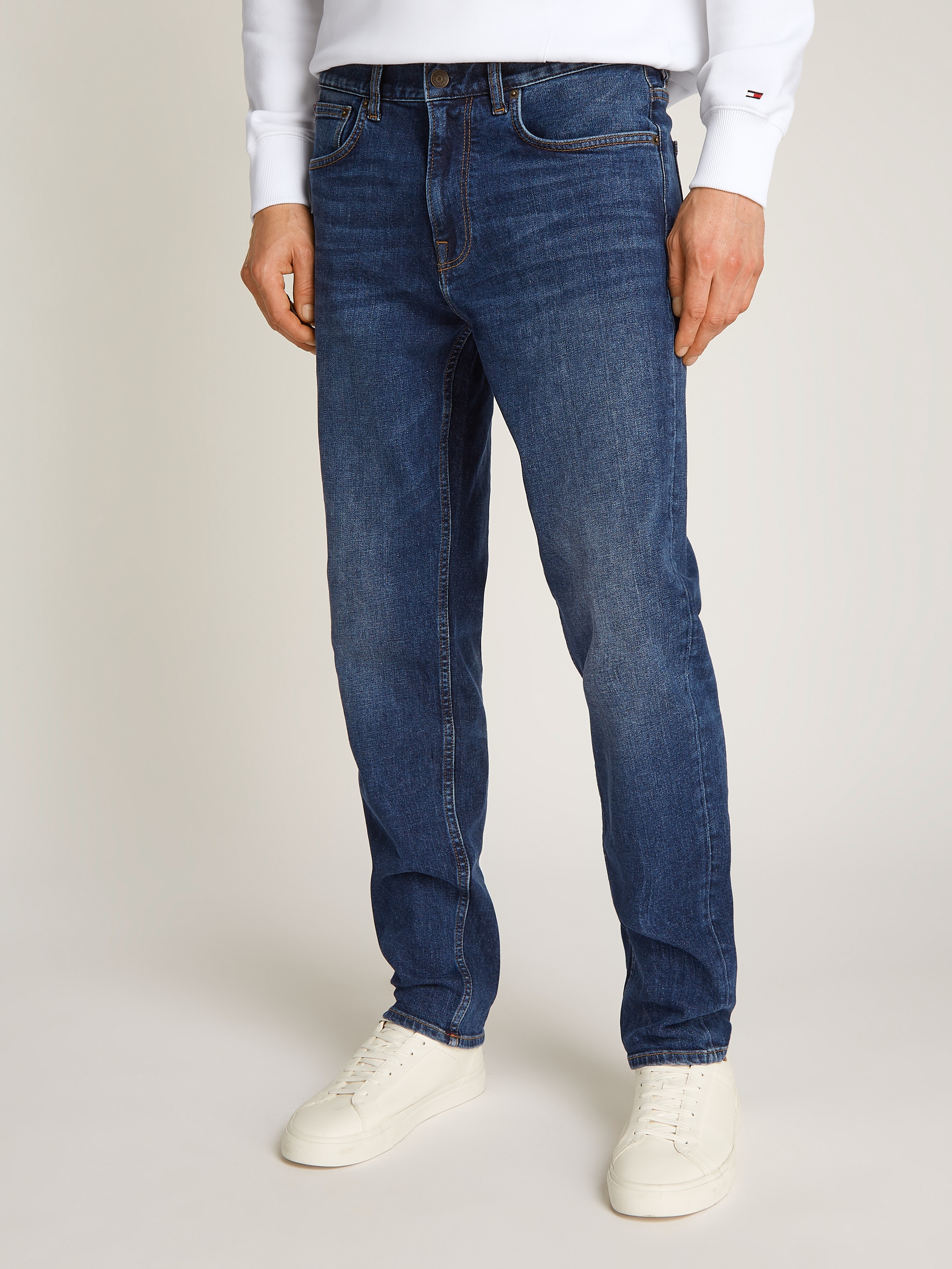Straight-Jeans TOMMY HILFIGER "CORE HARLEM", Herren, Gr. 40, Länge 30, blau (royal blau), Denim/Jeans, Obermaterial: 99% Baumwolle, 1% Elasthan, Jeans Straight-Jeans