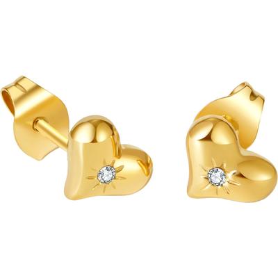 Paar Ohrstecker FIRETTI "Schmuck Geschenk Edelstahl Ohrschmuck Ohrringe Herz", gold (gelbgoldfarben, kristallweiß, kristallweiß), Ohrringe, Damen, Edelstahl, mit Zirkonia (synth.) Image