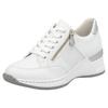 Keilsneaker RIEKER, Damen, Gr. 37, silber (weiß, silberfarben), Lederimitat, Textil, Glitzer, sportlich, Schuhe Sneaker, Schnürschuh, Halbschuh, Sneaker mit loser Einlage, schmale Form