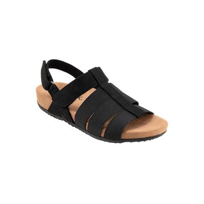 Women's Burnaby Adjustable Strap Sandal by SoftWalk in Black Nubuck (Size 9 M)